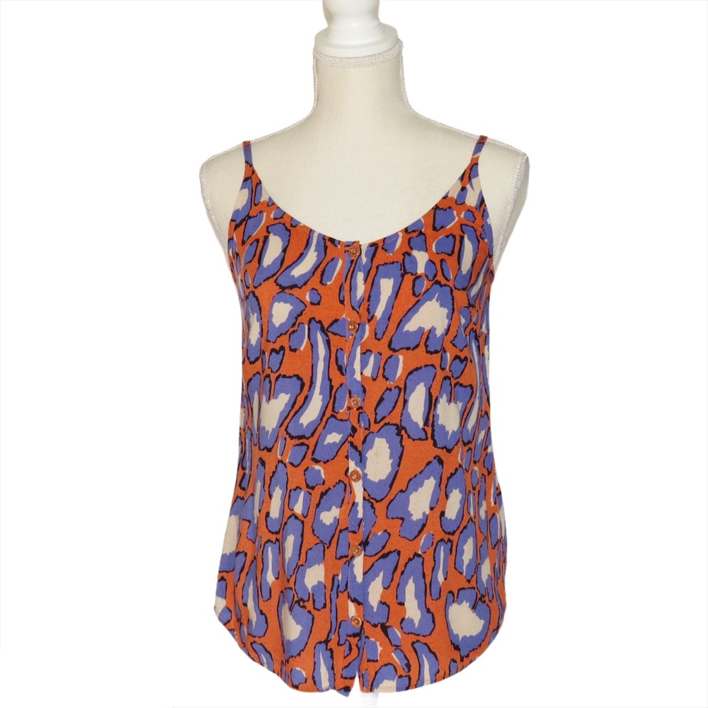 Cabi Isla Animal Print Orange Tank Top Size XS